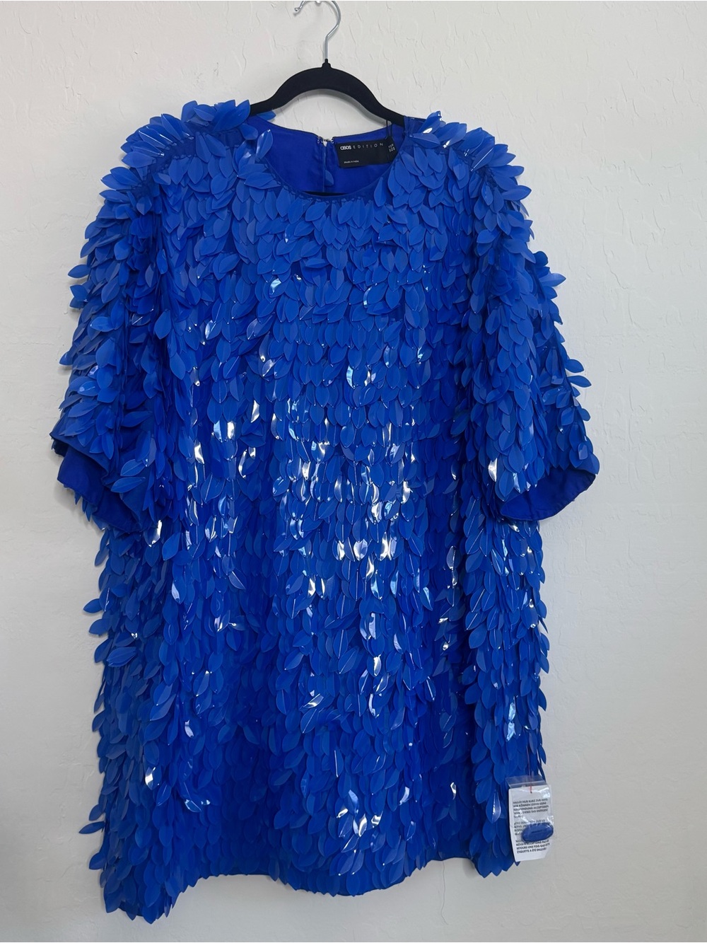 ASOS Blue Sequin T-shirt Mini Dress
